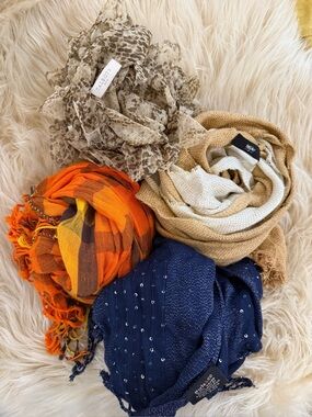 4 Women’s Scarf Bundle Lot | Talbots, Mossimo & Fashion Scarves